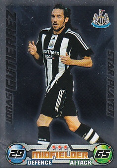 Jonas Gutierrez Newcastle United 2008/09 Topps Match Attax Star Player #233